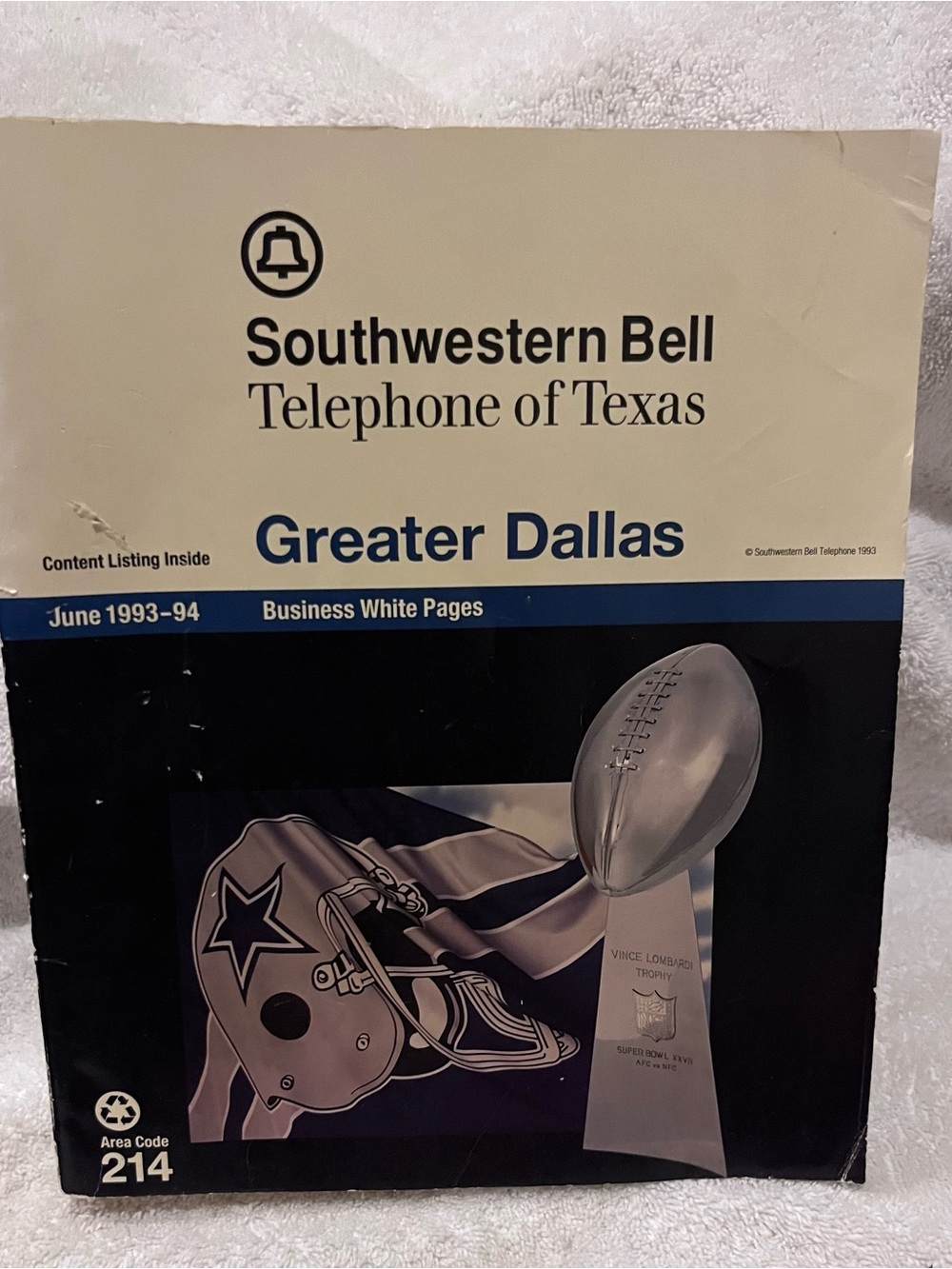 Greater Dallas Business White Pages - 🏈Cowboys Super Bowl trophy on the cover!